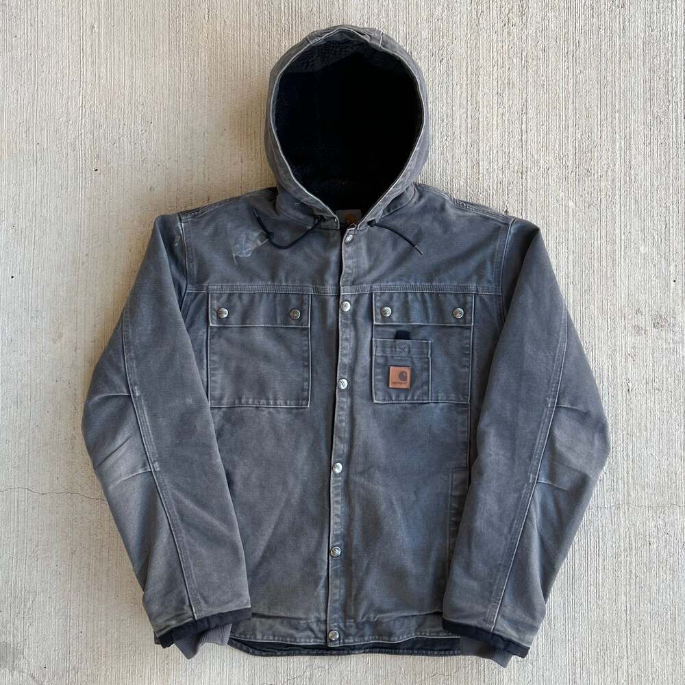 Carhartt J284 GVL gray sherpa hooded work wear jacket